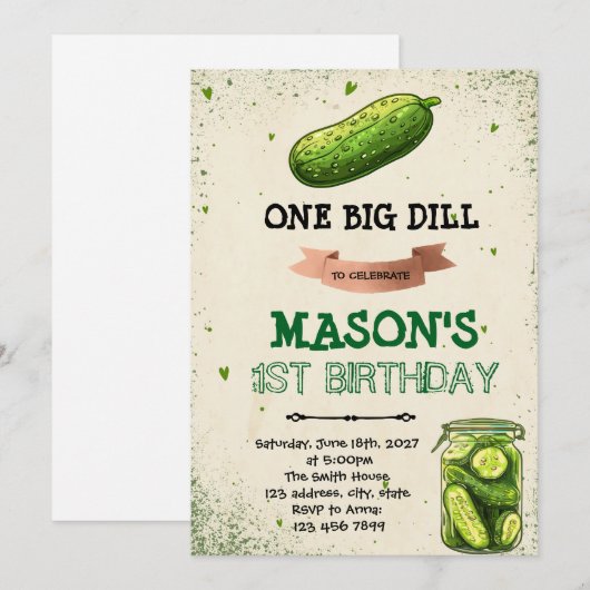 Pickle verjaardagsuitnodiging kaart (Voorkant / Achterkant)