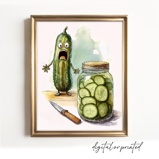 Pickle Wall Art Keuken Decor Scared Pickle Gesnede Poster