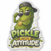 Pickle With Attitude Custom-Cut Vinyl Sticker (Voorkant)