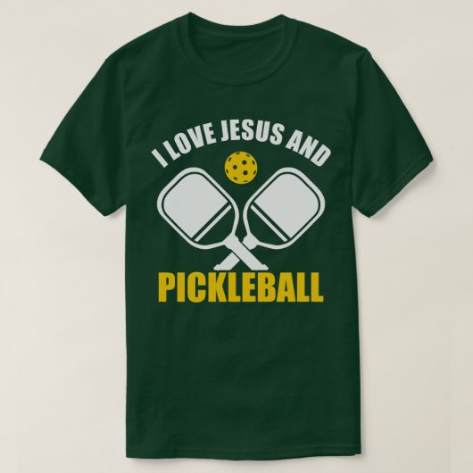 Picklebal Ik hou van Jezus en Pickleball citaat Ch T-shirt (Design voorkant)