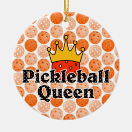 Picklebalkoningin - Oranje bal met gouden kroonkro Keramisch Ornament