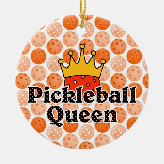 Picklebalkoningin - Oranje bal met gouden kroonkro Keramisch Ornament (Voorkant)