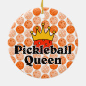Picklebalkoningin - Oranje bal met gouden kroonkro Keramisch Ornament (Achterkant)