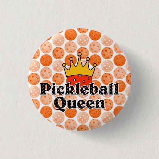Picklebalkoningin - Oranje bal met gouden kroonkro Ronde Button 3,2 Cm (Voorkant)