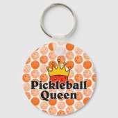 Picklebalkoningin - Oranje bal met gouden kroonkro Sleutelhanger (Voorkant)