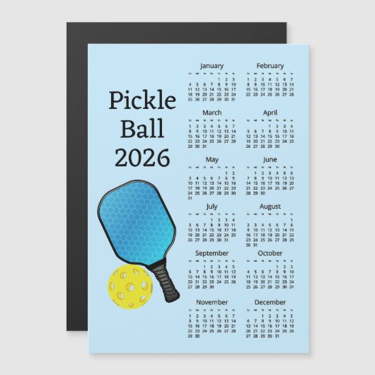 Pickleball 2026 Calendar Magnetische Uitnodiging (Voorkant / Achterkant)