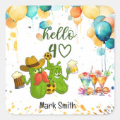 Pickleball 40e verjaardag vierkante sticker (Voorkant)