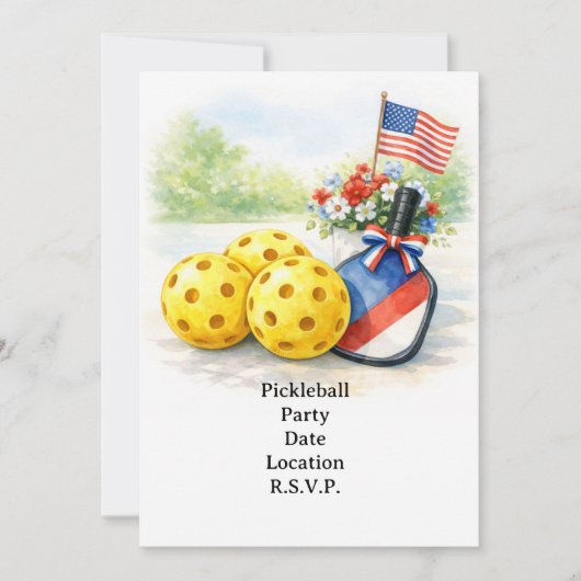 Pickleball 4 juli Onafhankelijkheidsdag Feest Kaart (Voorkant)