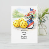 Pickleball 4 juli Onafhankelijkheidsdag Feest Kaart (Staand voorkant)