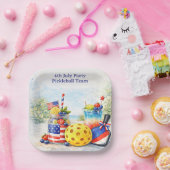 Pickleball 4th July Party Independence Day Papieren Bordje (Feest)