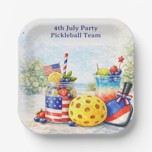 Pickleball 4th July Party Independence Day Papieren Bordje (Voorkant)