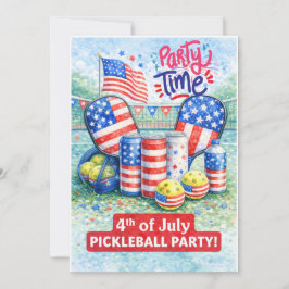 PICKLEBALL 4th of July Pickleball Party Invitation Kaart