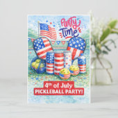 PICKLEBALL 4th of July Pickleball Party Invitation Kaart (Staand voorkant)