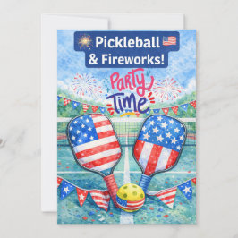 PICKLEBALL 4th of July Pickleball Party Invitation Kaart