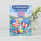 PICKLEBALL 4th of July Pickleball Party Invitation Kaart (Staand voorkant)