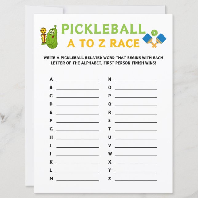 Pickleball A naar een racespel (Voorkant)