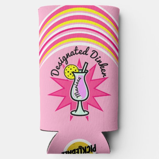 Pickleball aangeduid als Dinker Pink Margarita Seltzer Blikjeskoeler (Achterkant)