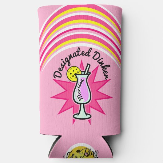 Pickleball aangeduid als Dinker Pink Margarita Seltzer Blikjeskoeler (Voorkant)