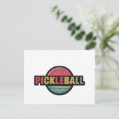 Pickleball aankondigingskaart ontwerp zwart en wit (Staand voorkant)
