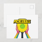 Pickleball aankondigingskaart ontwerp zwart en wit (Voorkant / Achterkant)
