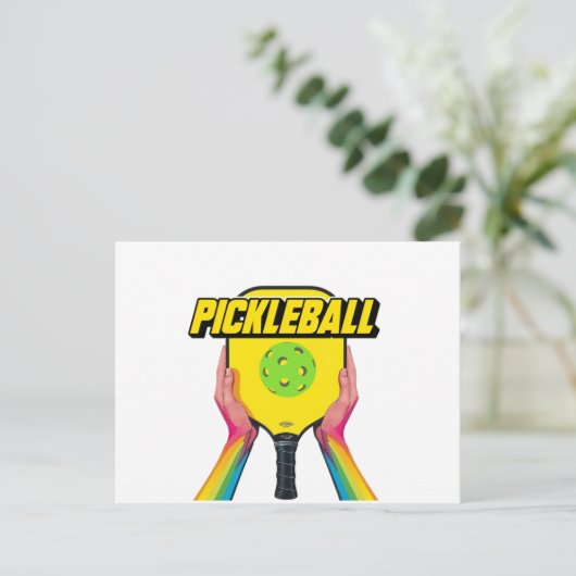 Pickleball aankondigingskaart ontwerp zwart en wit (Staand voorkant)