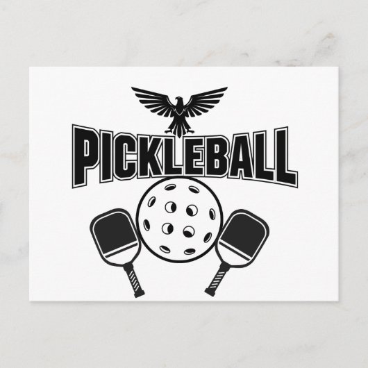 Pickleball aankondigingskaart ontwerp zwart en wit (Voorkant)