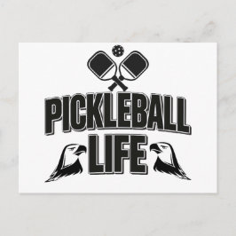 Pickleball aankondigingskaart ontwerp zwart en wit