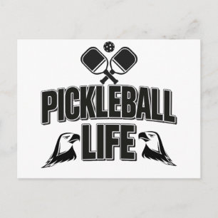 Pickleball aankondigingskaart ontwerp zwart en wit