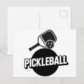 Pickleball aankondigingskaart ontwerp zwart en wit (Voorkant / Achterkant)