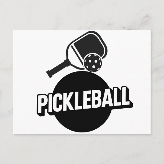 Pickleball aankondigingskaart ontwerp zwart en wit (Voorkant)