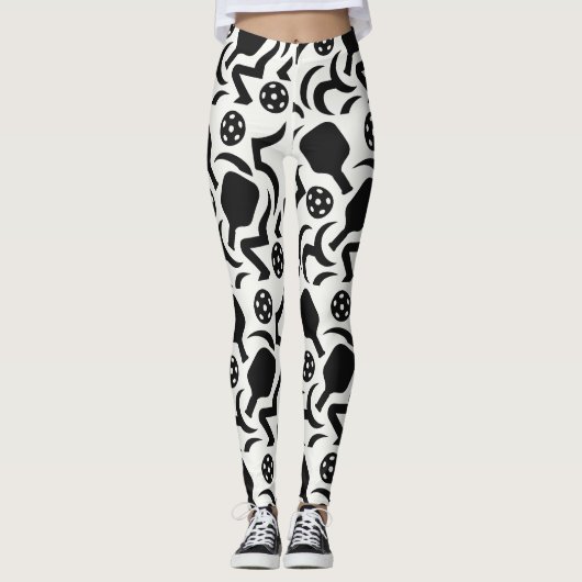 Pickleball Abstract Paddle Court Style Leggings (Voorkant)