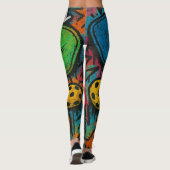 Pickleball Abstracte Paddle Ball Graphic Print Leggings (Achterkant)