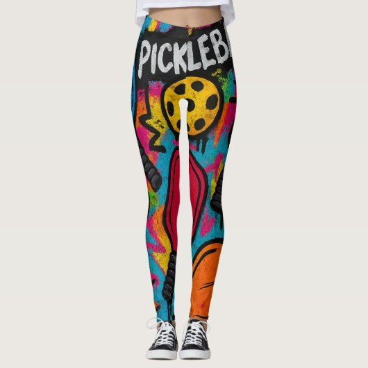 Pickleball Abstracte Paddle Ball Graphic Print Leggings (Voorkant)