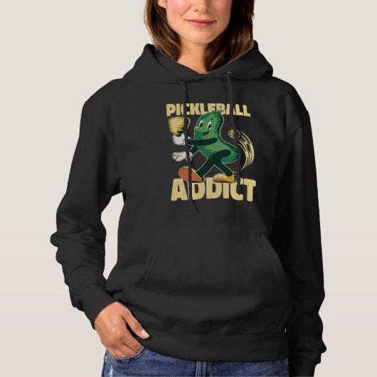 Pickleball Addict Paddleball Pickle with paddle Hoodie (Voorkant)
