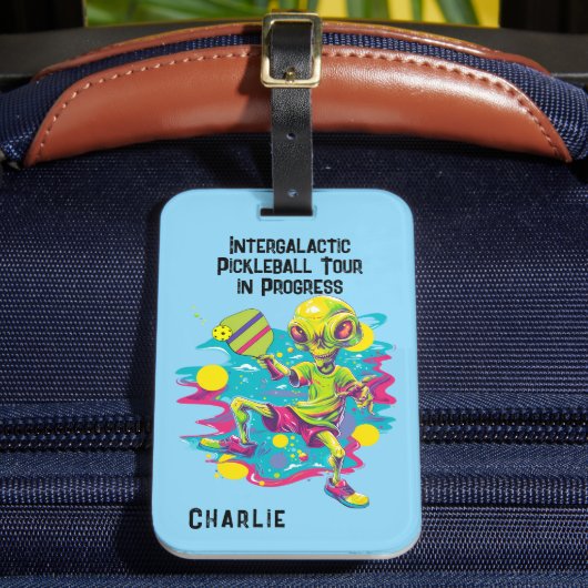 Pickleball Alien Bagagelabel (Voorkant Insitu 2)