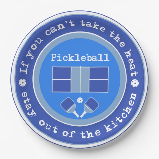 Pickleball: Als je de hitte niet kunt nemen/bleek  Papieren Bordje (Voorkant)
