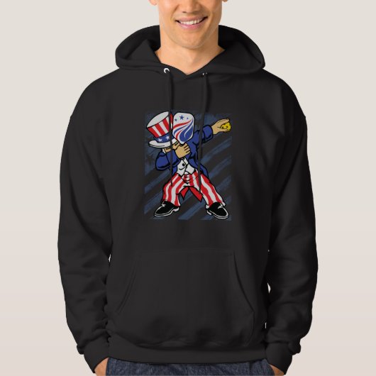 Pickleball American Flag 4th of July Uncle Sam Dab Hoodie (Voorkant)