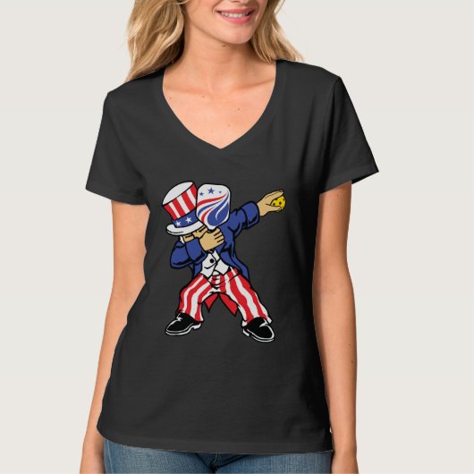 Pickleball American Flag 4th of July Uncle Sam Dab T-shirt (Voorkant)