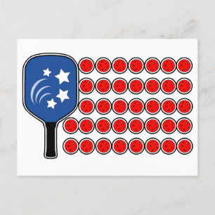 Pickleball American Flag Independence Day Briefkaart