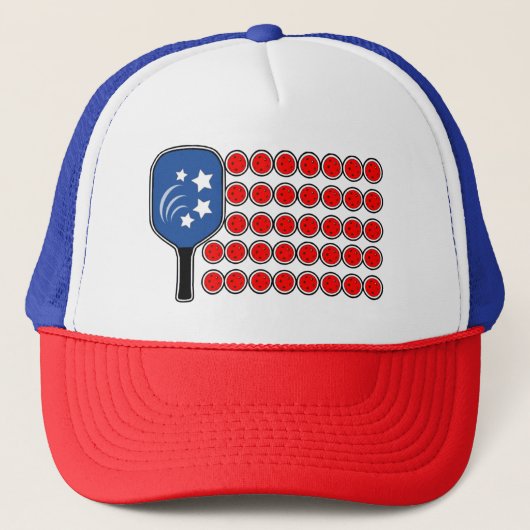 Pickleball American Flag Independence Day Trucker Pet (Voorkant)