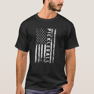 Pickleball American Flag Pickle Ball Player Paddle T-shirt