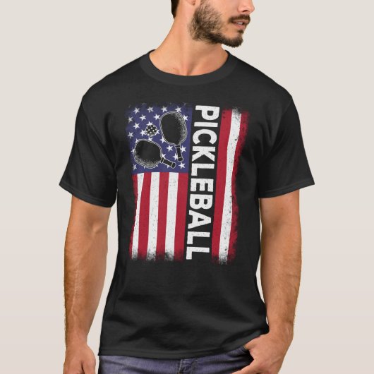 Pickleball American Flag Pickleball T-shirt (Voorkant)