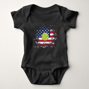 Pickleball American Flag US Racket Paddle Ball Romper