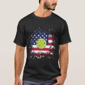 Pickleball American Flag US Racket Paddle Ball T-shirt (Voorkant)