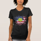 Pickleball American Flag US Racket Paddle Ball T-shirt (Voorkant)