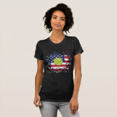 Pickleball American Flag US Racket Paddle Ball T-shirt (Voorkant volledig)