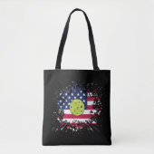 Pickleball American Flag US Racket Paddle Ball Tote Bag (Voorkant)