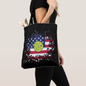 Pickleball American Flag US Racket Paddle Ball Tote Bag (Dichtbij)