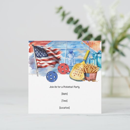 Pickleball American themed  4th July  Kaart (Staand voorkant)