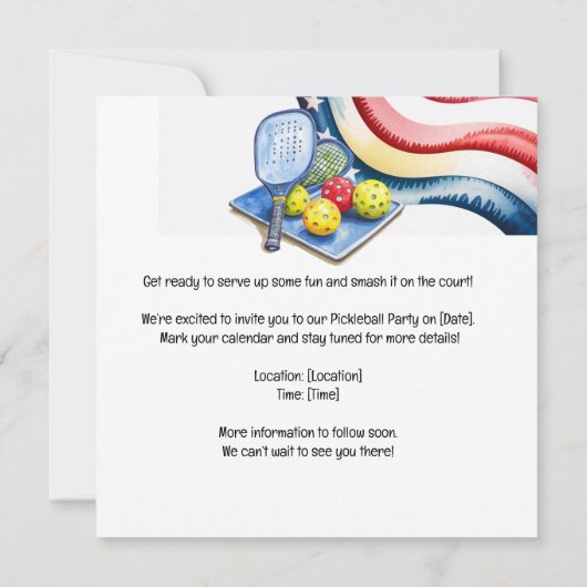 Pickleball American themed  4th July  Kaart (Achterkant)